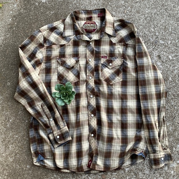 Red Dirt Rafter C Collection | Western Rodeo Pearl Snap Plaid Shirt - Picture 1 of 6
